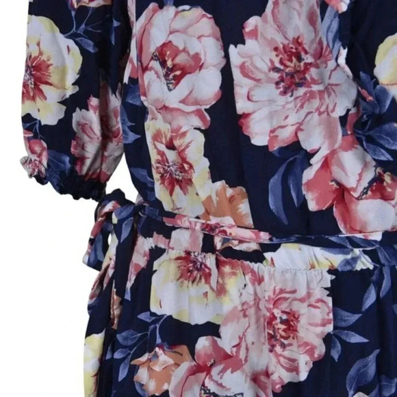 Old Navy Waist-Defined Ruffled Tie-Belt Midi Wrap Dress Size Medium Tall - Picture 6 of 10